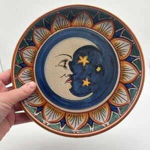 Celestial Ceramic Plate with a Crescent Moon Design